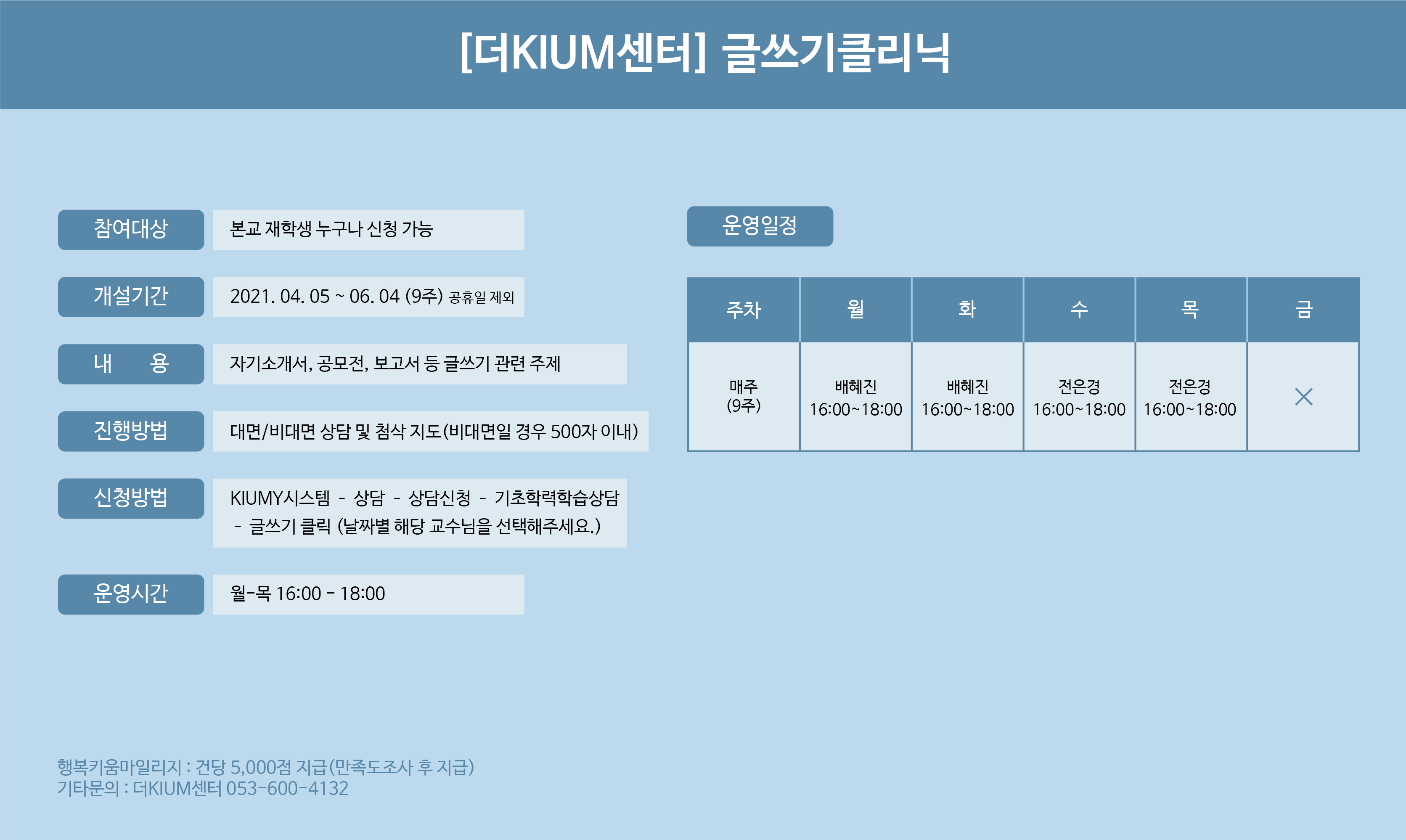 [더KIUM센터] 글쓰기클리닉 신청 안내 이미지